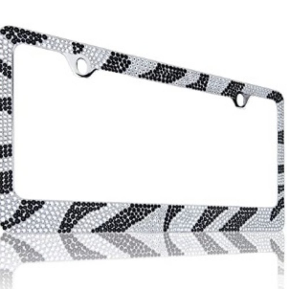 FLAPI Luxury Zebra Stainless Steel License Plate Frame